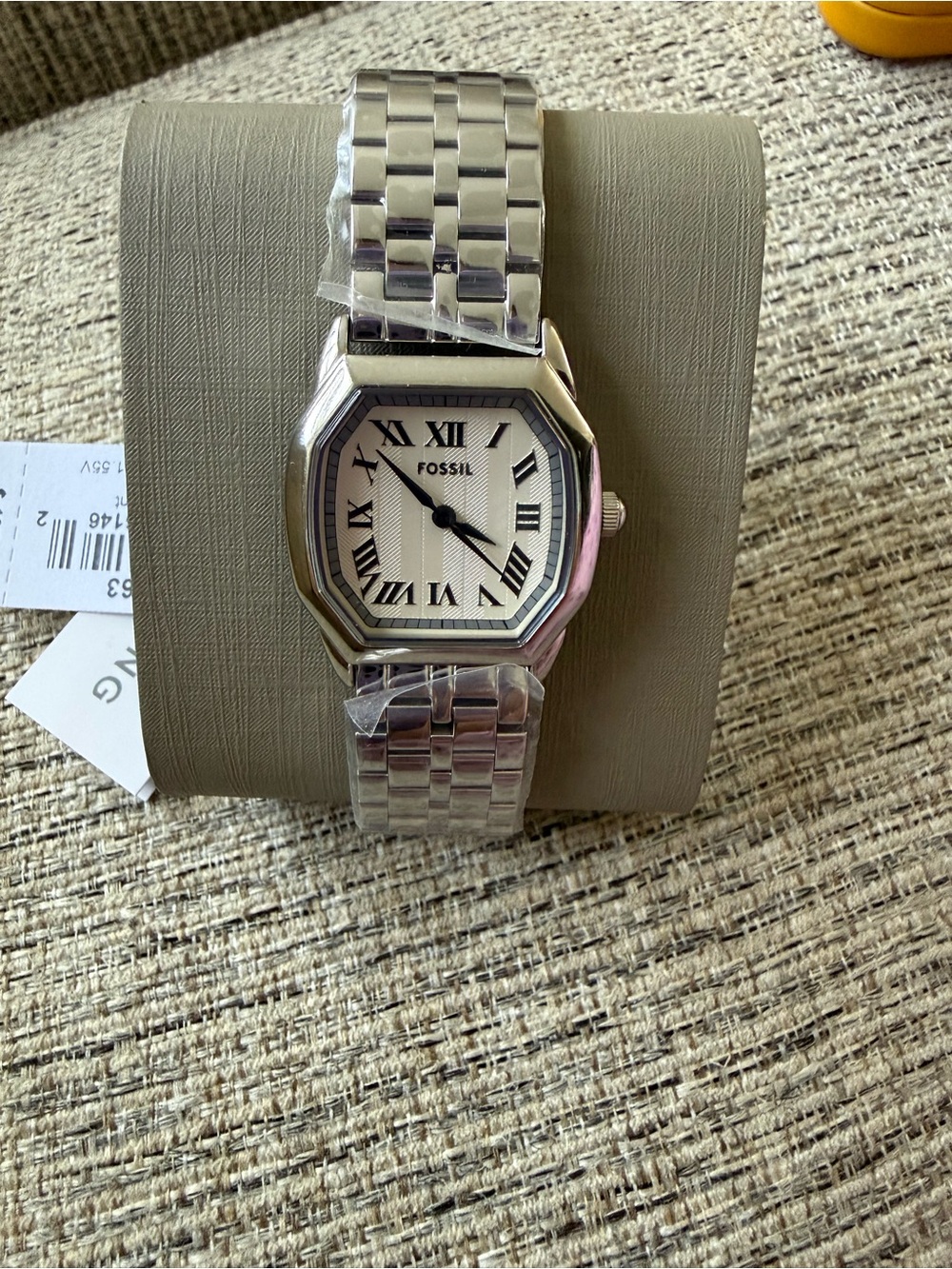 Fossil Silver Tone Octagonal Roman Numeral Bracelet Watch